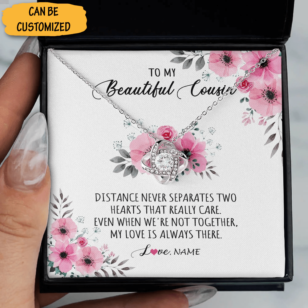 Personalized To My Beautiful Cousin Necklace Silver Love Knot Necklace Birthday Gift For Female Cousin - KDadorn
