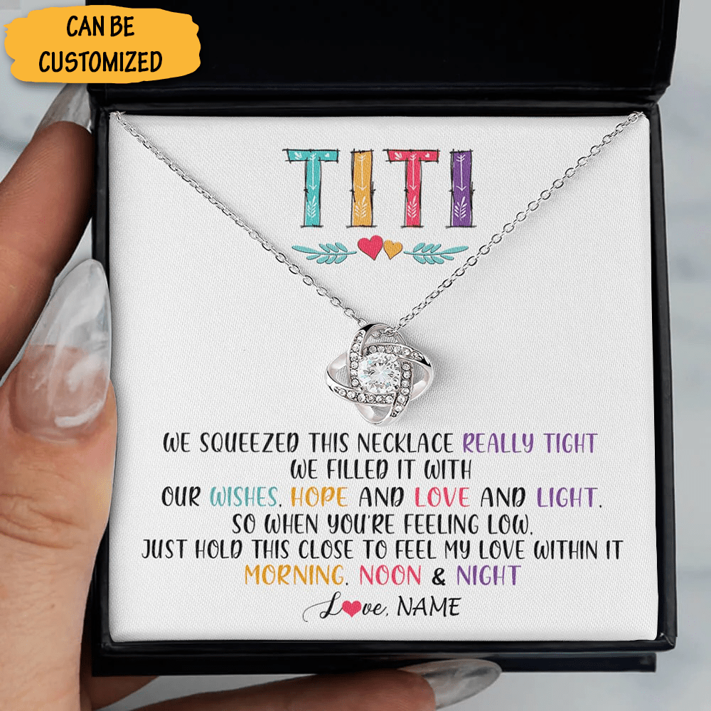 Personalized Titi Necklace Sterling Silver Love Knot Necklace For Aunt Christmas Holiday Gifts - KDadorn