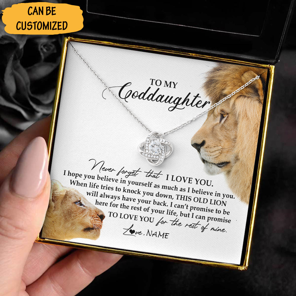 Customized To My Goddaughter Love knot Necklace Godfather Lion Never Forget That I Love You God Daughter Necklace - KDadorn