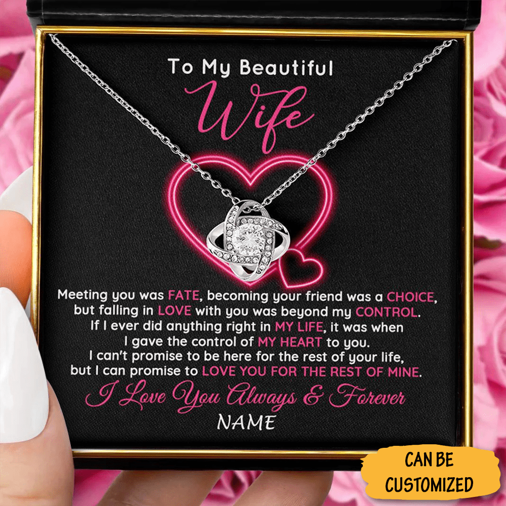 Custom To My Beautiful Wife Necklace Sterling Silver Love Knot Necklace Surprise Gift For Wife On Anniversary - KDadorn