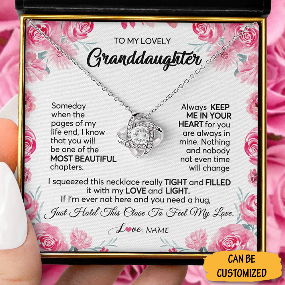 Custom To My Granddaughter Necklace Sterling Silver Love Knot Necklace Special Gift For Great Granddaughter - KDadorn