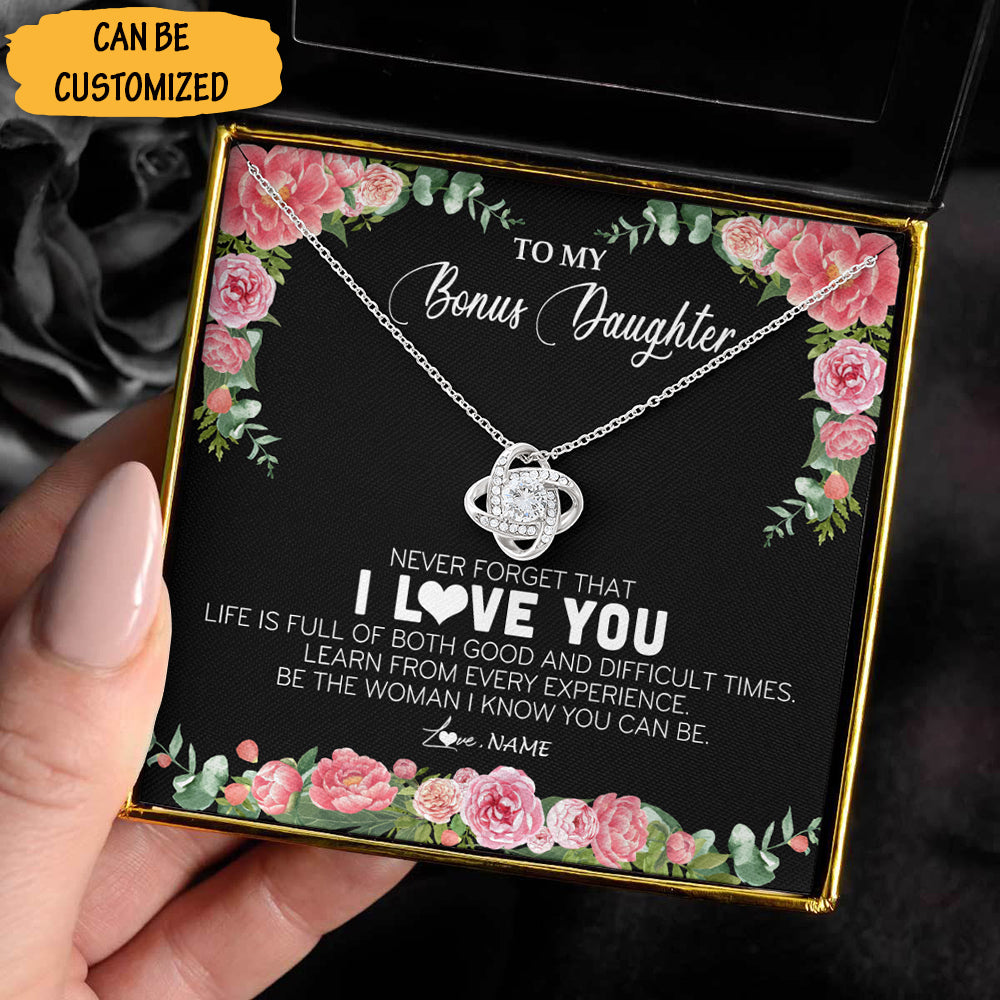 Customized To My Bonus Daughter Love Knot Necklace Never Forget That I Love You Necklace Best Bonus Daughter Gifts - KDadorn
