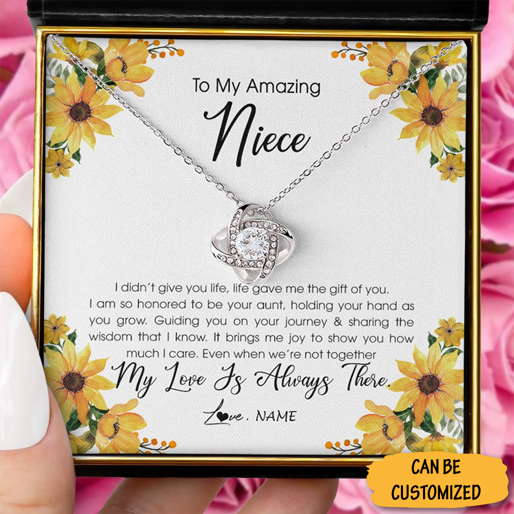 Custom To My Niece Necklace Sterling Silver Love Knot Pendant Necklace Valentine's Day Gifts For Niece - KDadorn