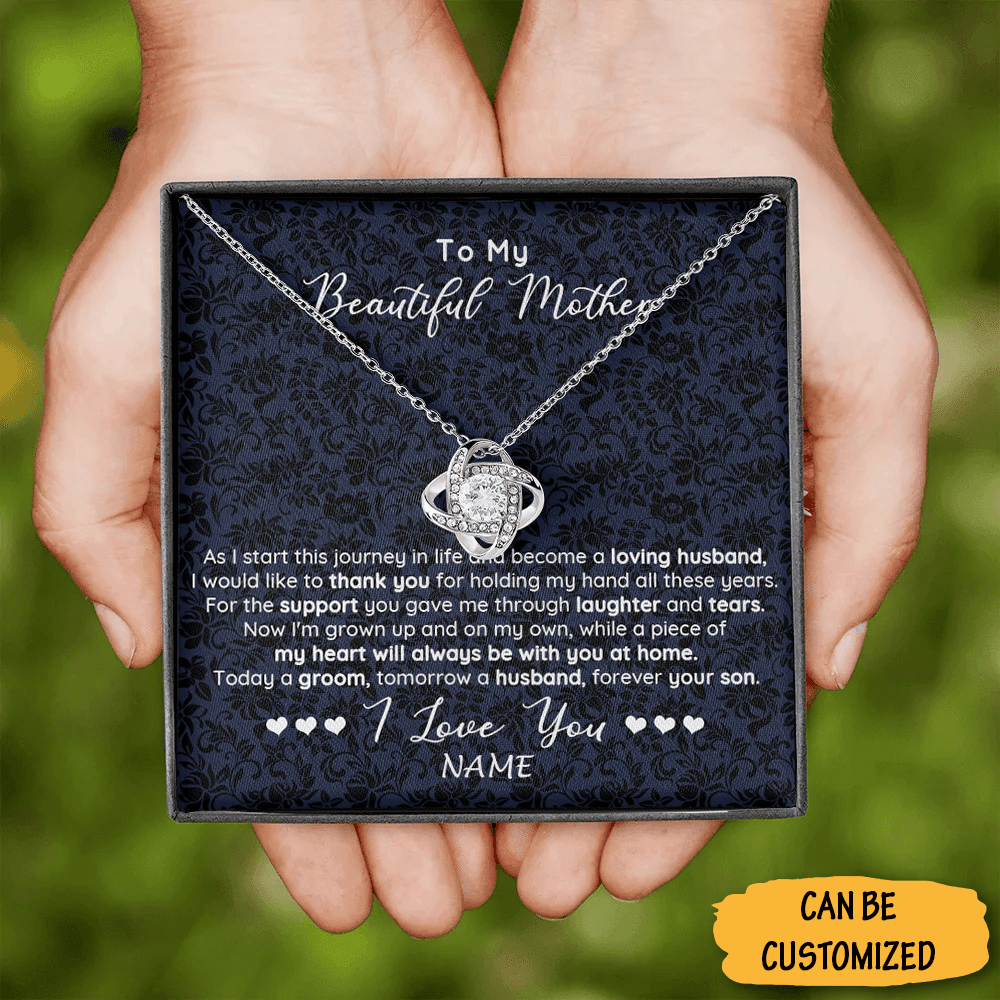 Personalized To My Beautiful Mother Necklace From Son Love Knot Silver Necklace Mothers Day Gifts From Son - KDadorn