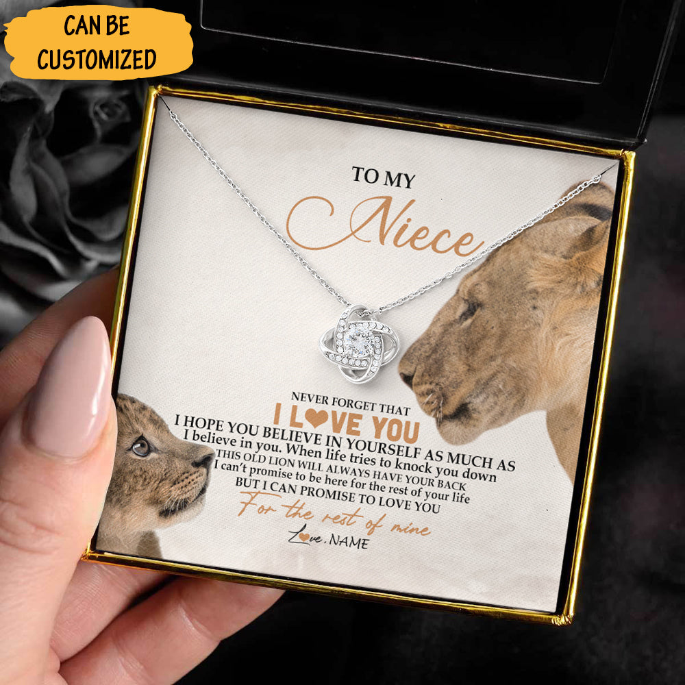 Customized Lion Uncle To My Niece Love Knot Silver Necklace Best Birthday Gifts For Niece From Uncle - KDadorn