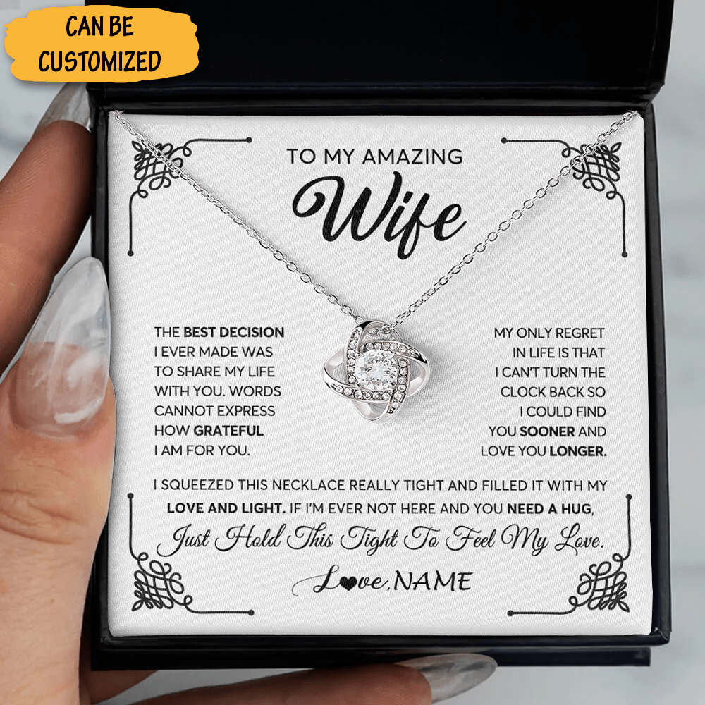 Personalized To My Amazing Wife Necklace Love Knot Silver Necklace Valentine Christmas Special Gift For Wife - KDadorn