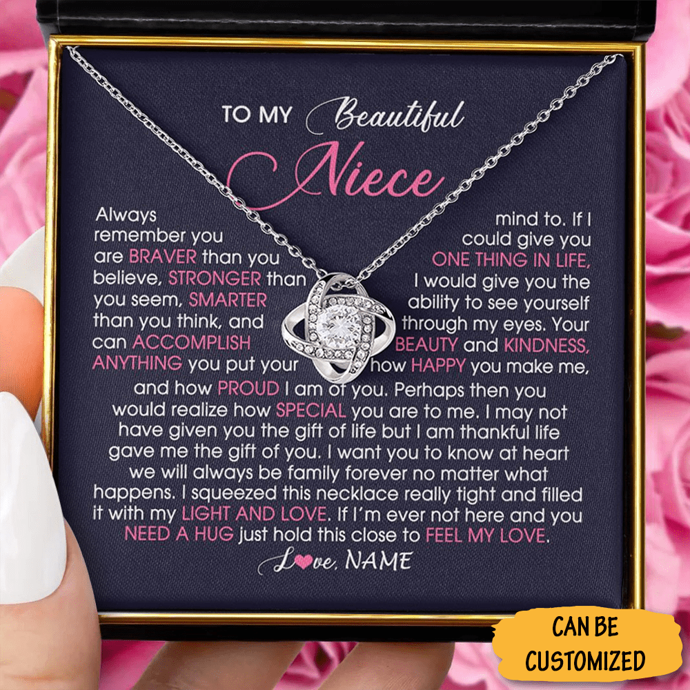 Custom To My Beautiful Niece Necklace Silver Love Knot Necklace Special Gift For Niece Getting Married - KDadorn