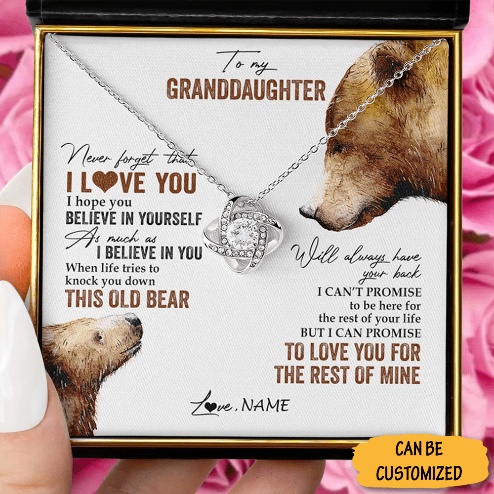 Custom Bear To My Granddaughter Necklace Love Knot Necklace Graduation Gifts For Granddaughter From Grandparents - KDadorn