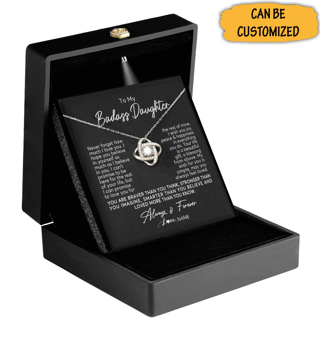 Custom To My Badass Daughter Necklace From Mom Dad Sterling Silver Love Knot Necklace Sentimental Gifts - KDadorn