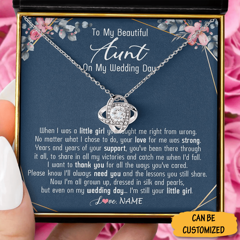 Personalized To My Beautiful Aunt On My Wedding Day Necklace Love Knot Silver Necklace Gifts For Auntie - KDadorn