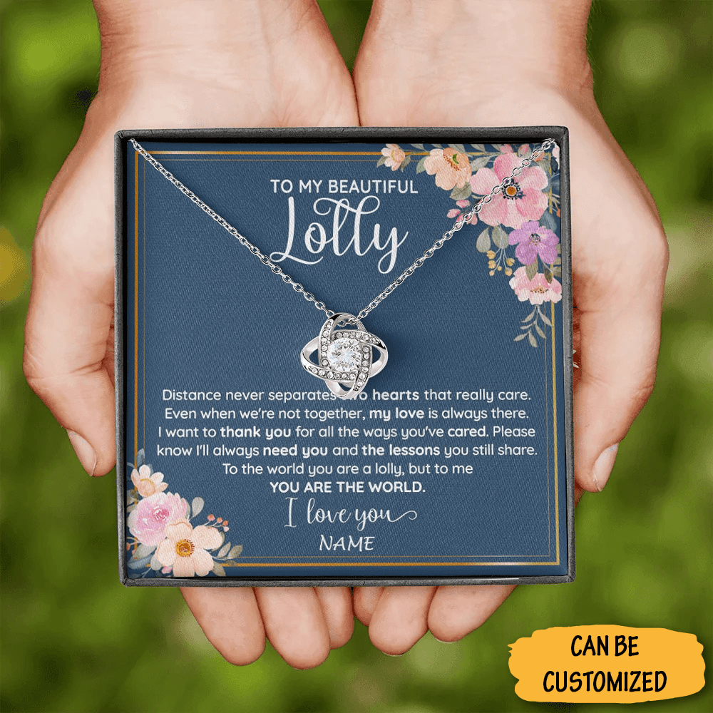 Custom To My Beautiful Lolly Necklace Sterling Silver Love Knot Necklace Christmas Lolly Grandmother Gifts - KDadorn