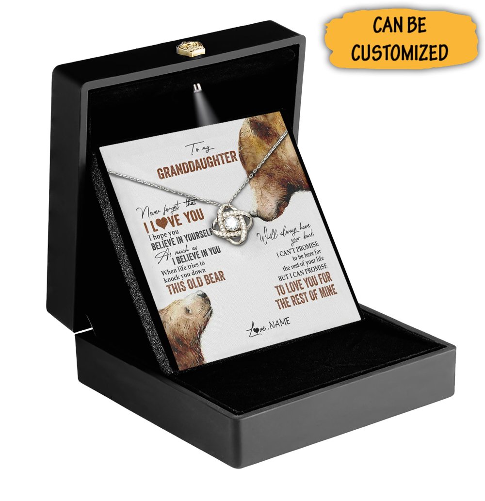 Custom Lion To My Granddaughter Necklace From Grandpa Love Knot Necklace Great Granddaughter Keepsakes - KDadorn