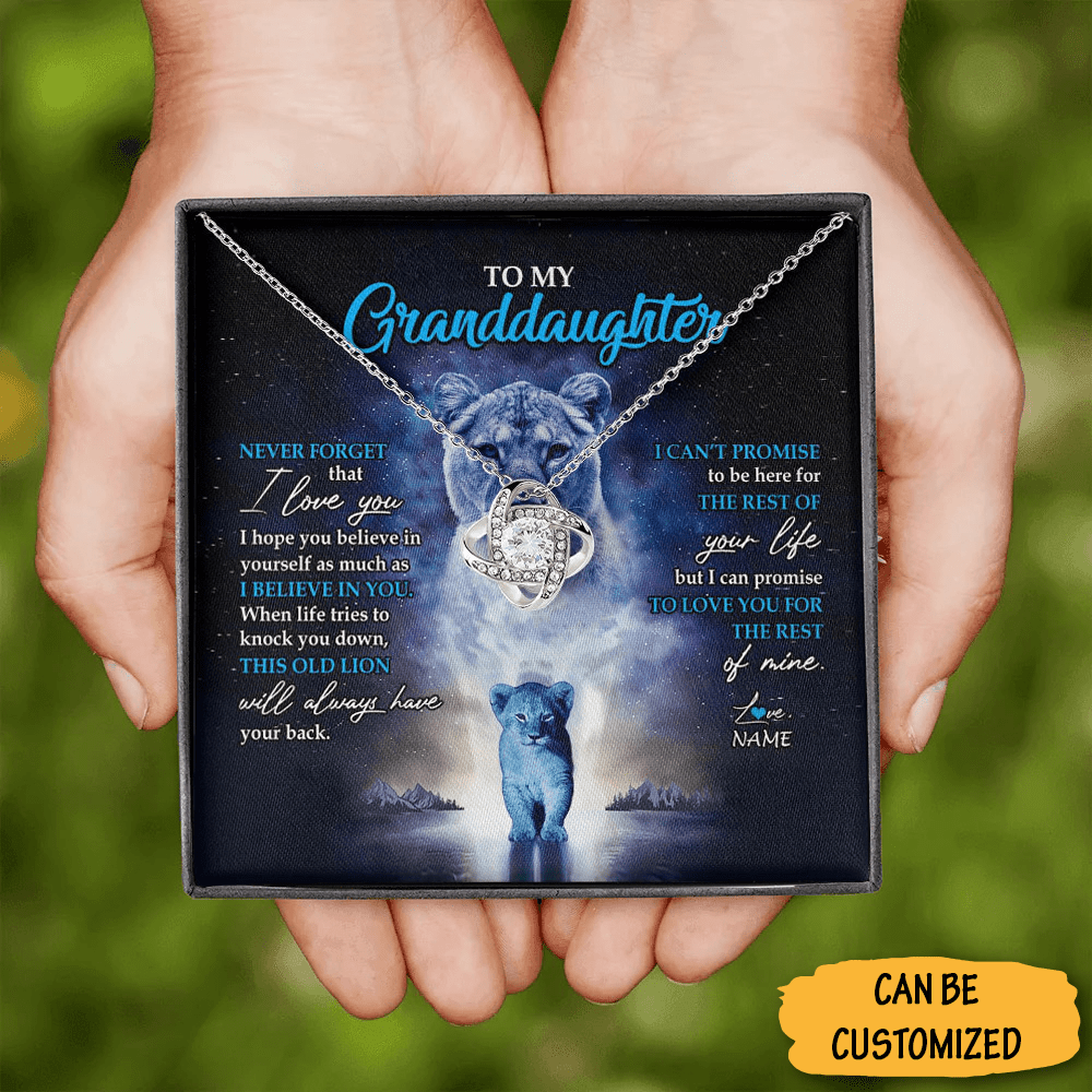 Custom Lion To My Granddaughter Necklace From Grandpa Love Knot Necklace Great Granddaughter Keepsakes - KDadorn