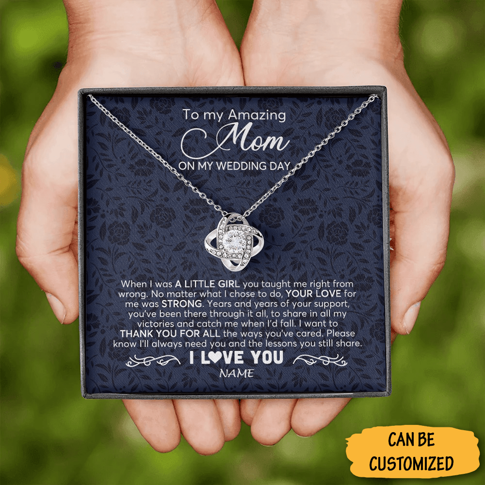 Personalized To My Amazing Mom On My Wedding Necklace Love Knot Necklace Wedding Gift For Mum - KDadorn