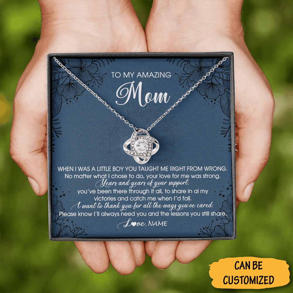 Custom To My Amazing Mom Necklace From Son Love knot silver necklace Best Christmas Gifts Ideas For Mom - KDadorn