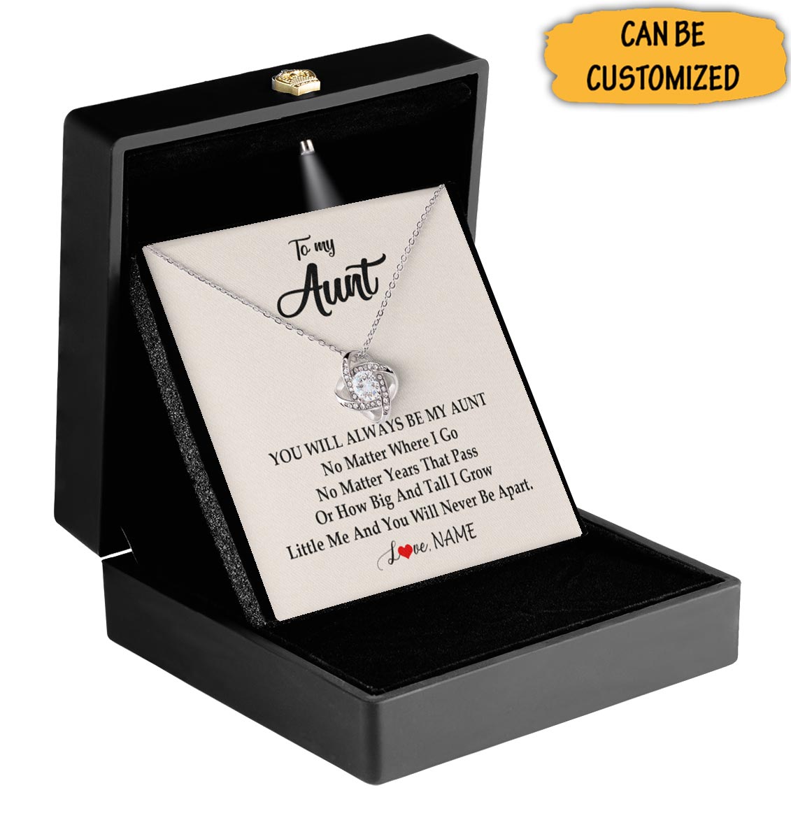 Custom To My Aunt Necklace Sterling Silver Love Knot Necklace Auntie Birthday Gifts From Nephew - KDadorn