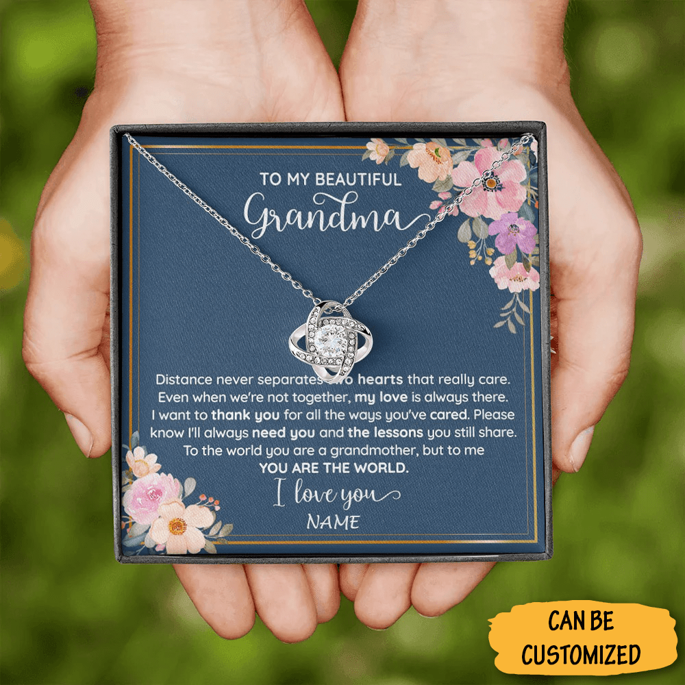 Personalized To My Beautiful Grandma Necklace Love Knot Necklace Jewelry Box Thoughtful Gifts For Grandma - KDadorn