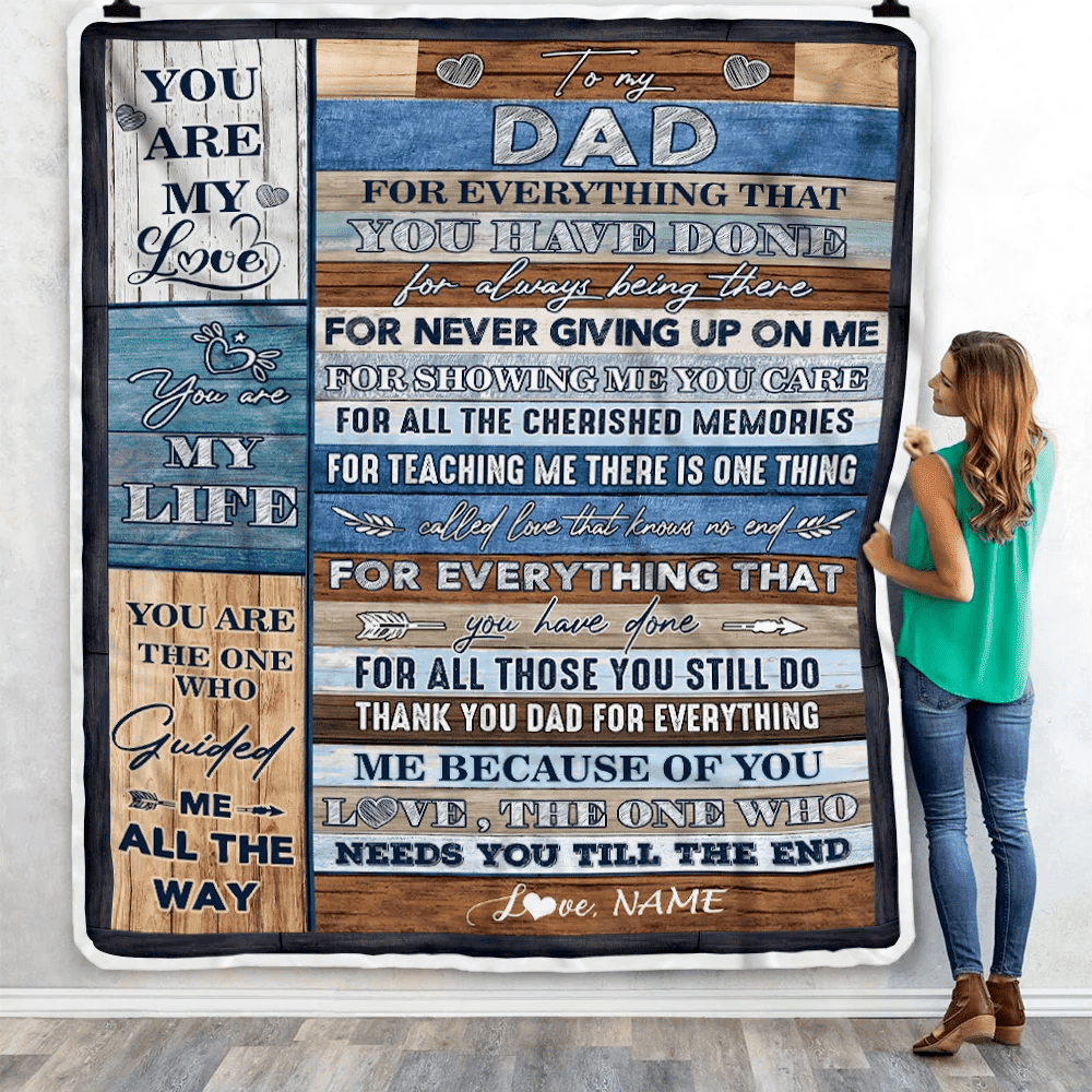 Personalized To My Dad Blanket From Daughter Son Child You Are My Life Travel For Dad Father's Day Birthday Thanksgiving Christmas Customized Fleece Blanket