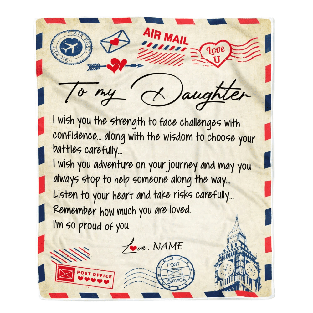 Personalized Letter Blanket To My Daughter From Mom Dad I'm So Proud Of You Daughter Birthday Christmas Thanksgiving Graduation Customized Fleece Blanket