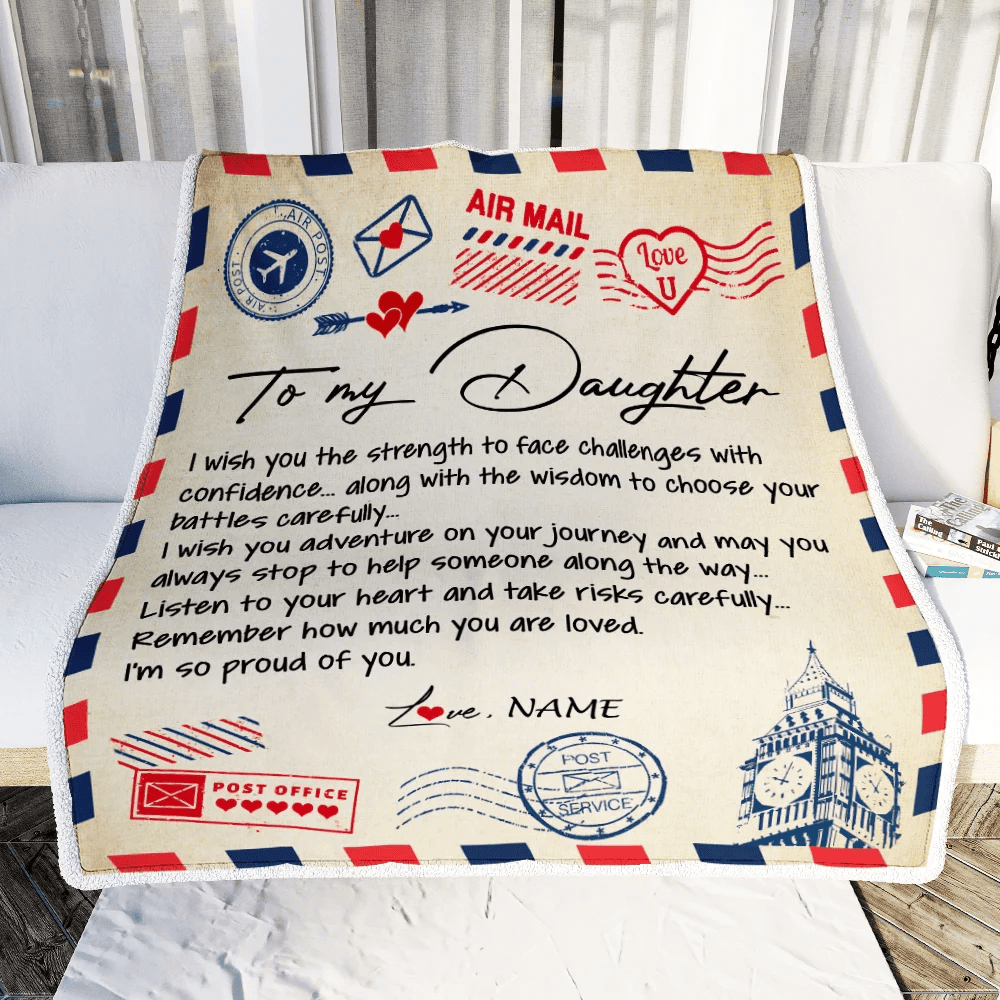 Personalized Letter Blanket To My Daughter From Mom Dad I'm So Proud Of You Daughter Birthday Christmas Thanksgiving Graduation Customized Fleece Blanket
