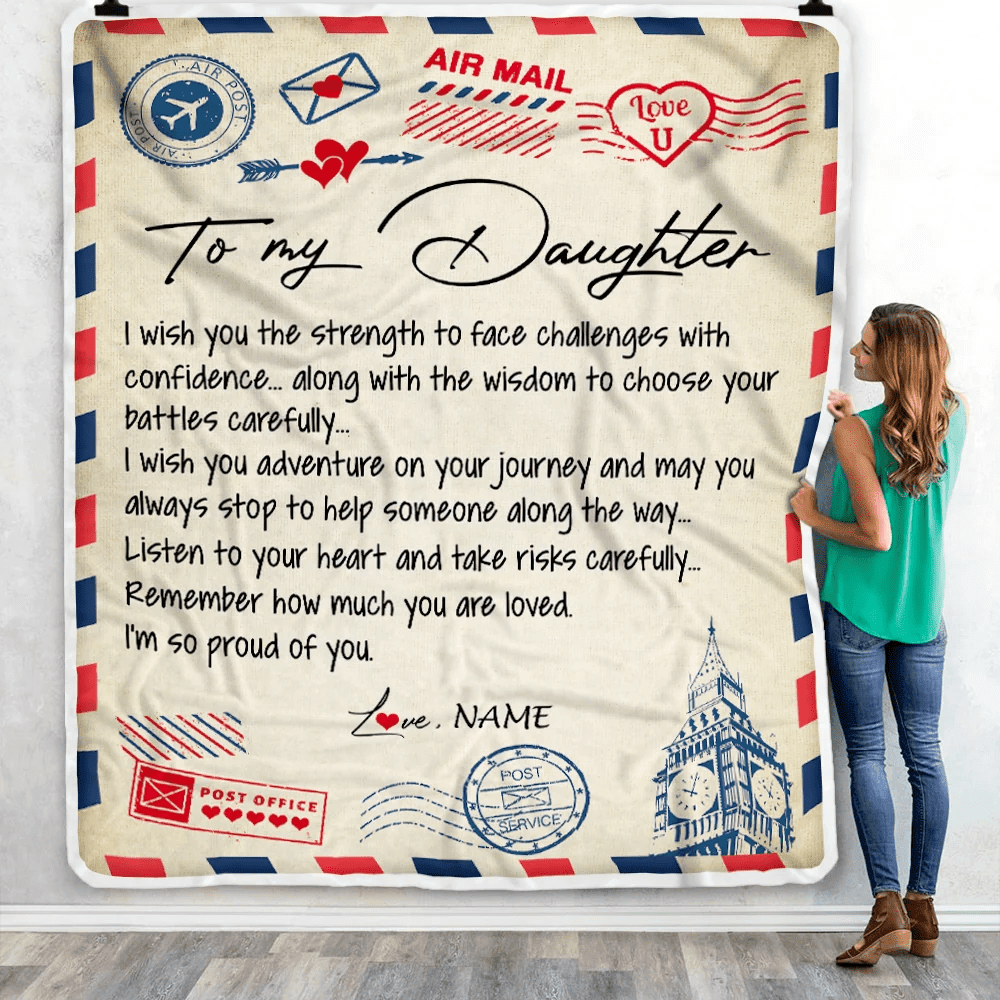 Personalized Letter Blanket To My Daughter From Mom Dad I'm So Proud Of You Daughter Birthday Christmas Thanksgiving Graduation Customized Fleece Blanket