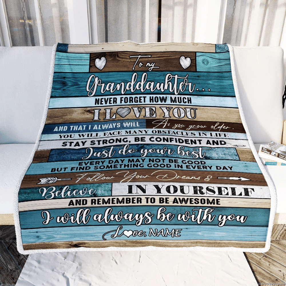 Personalized To My Granddaughter Blanket From Grandma Wood Never Forget I Love You Granddaughter Birthday Graduation Christmas Customized Fleece Throw Blanket