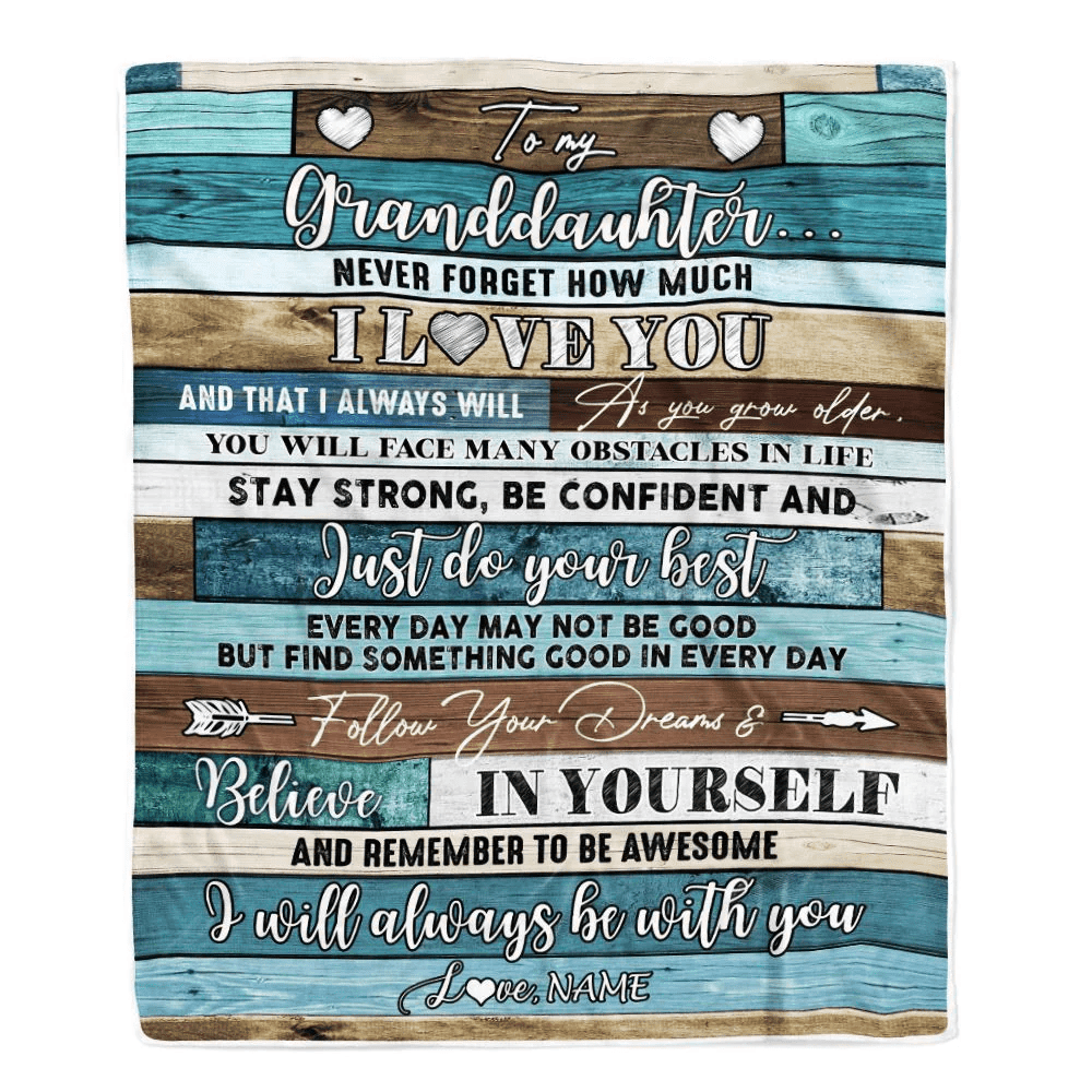 Personalized To My Granddaughter Blanket From Grandma Wood Never Forget I Love You Granddaughter Birthday Graduation Christmas Customized Fleece Throw Blanket