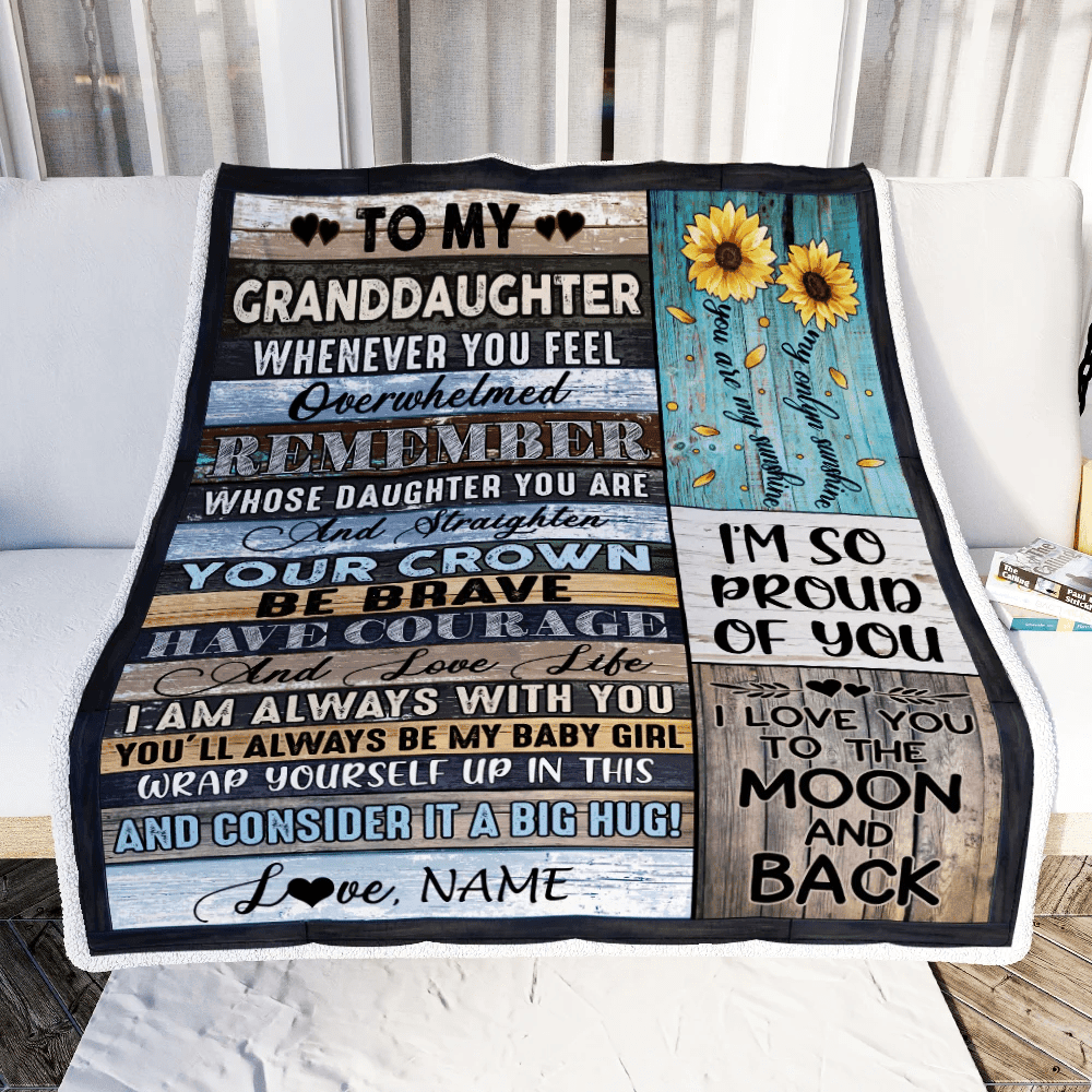 Personalized To My Granddaughter Blanket from Grandma Nana Wood Whenever You Feel Overwhelmed Remember Whose Granddaughter Birthday Christmas Fleece Blanket