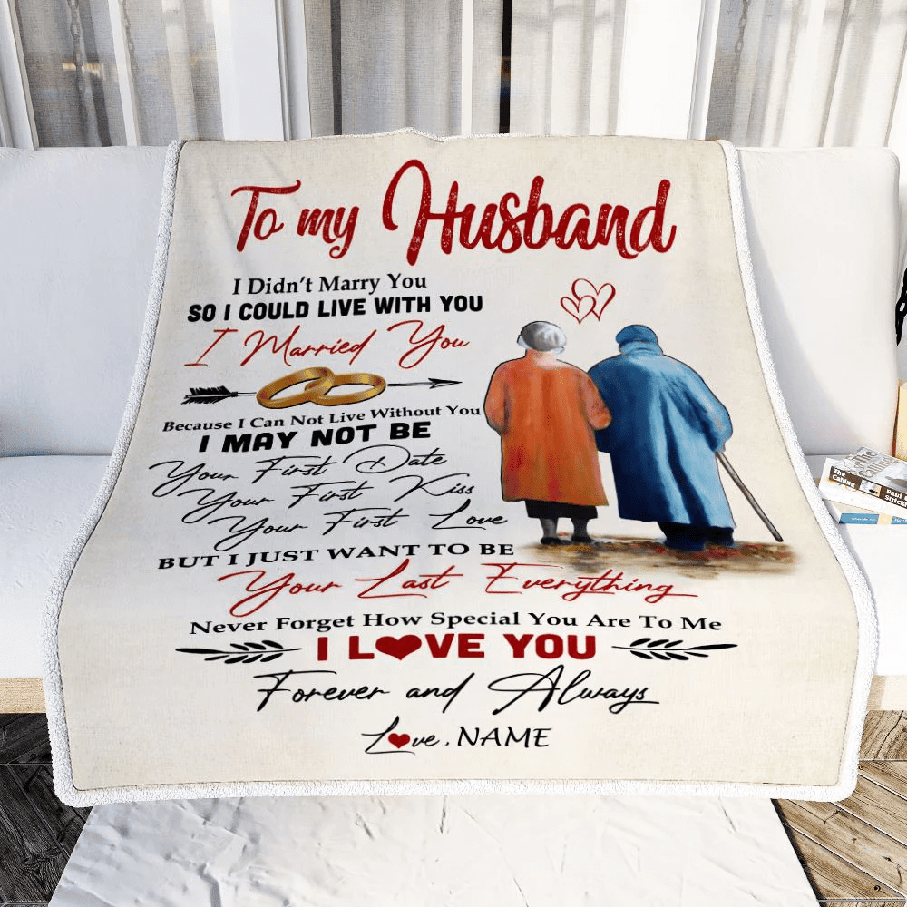Personalized To My Husband Blanket from Wife I Married You Husband Birthday Anniversary Valentines Day Christmas Customized Bed Fleece Throw Blanket
