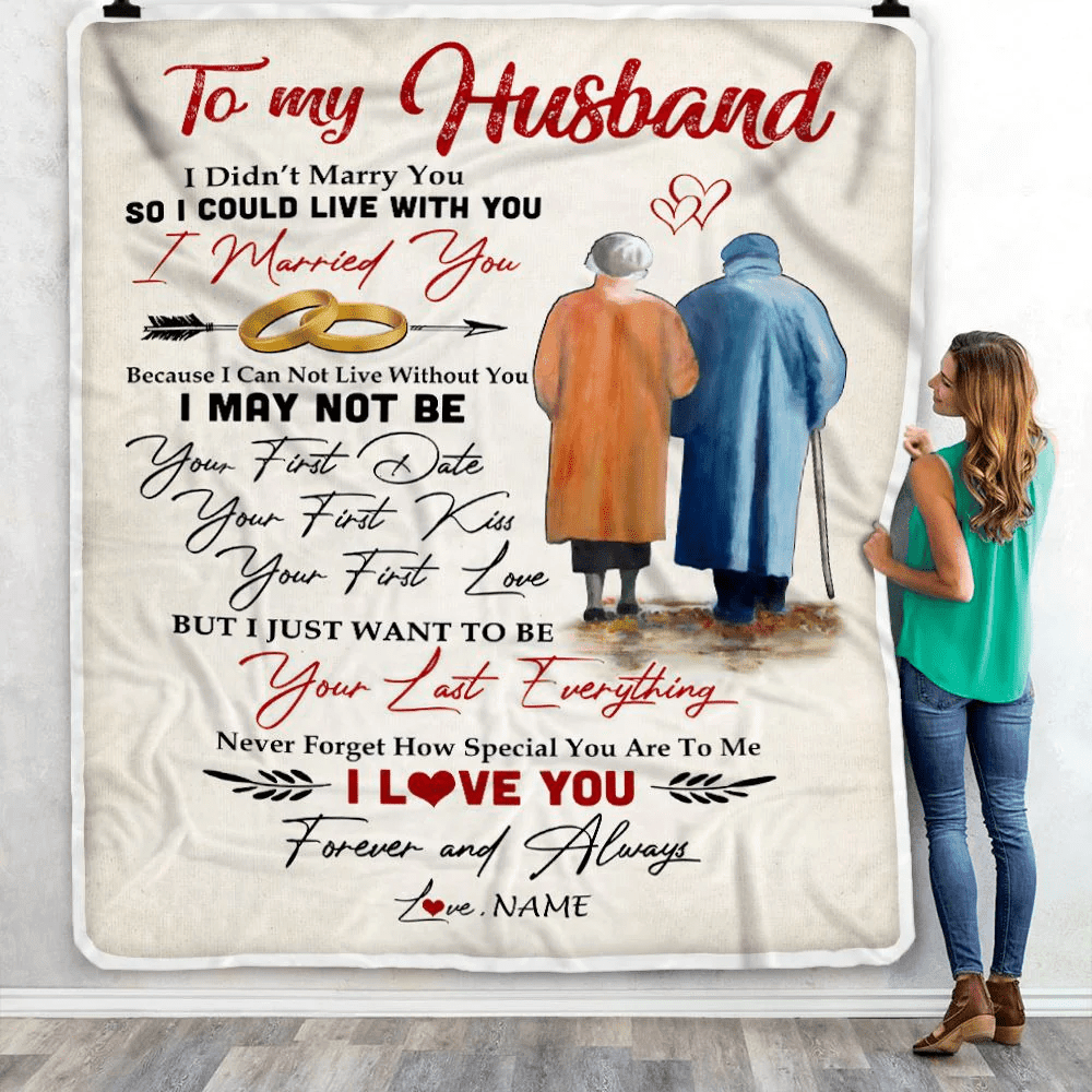 Personalized To My Husband Blanket from Wife I Married You Husband Birthday Anniversary Valentines Day Christmas Customized Bed Fleece Throw Blanket