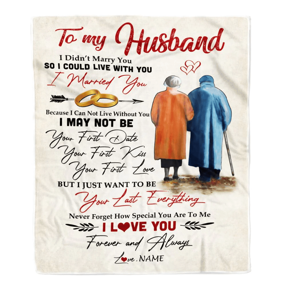 Personalized To My Husband Blanket from Wife I Married You Husband Birthday Anniversary Valentines Day Christmas Customized Bed Fleece Throw Blanket