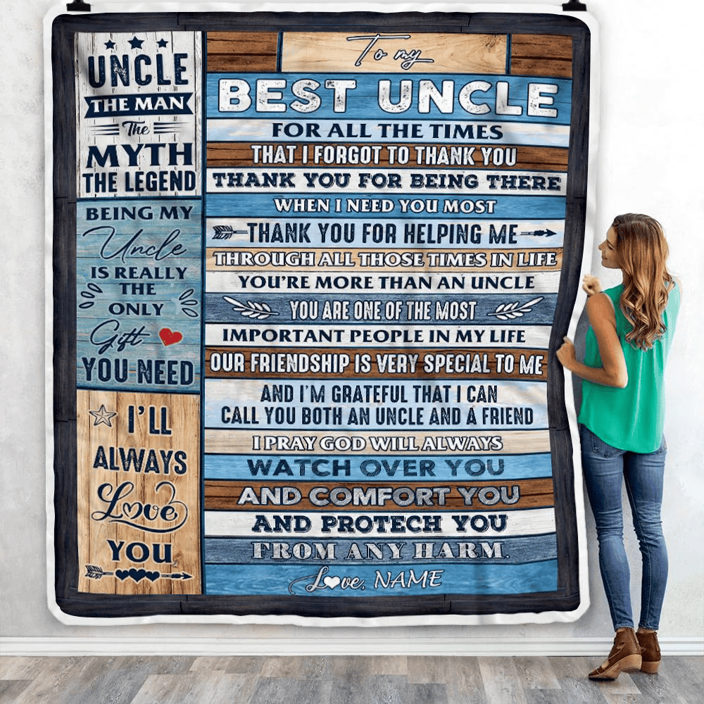 Personalized To My Uncle Blanket Best Uncle Gifts from Niece and Nephew New Uncle Funcle Best Uncle Ever Birthday Christmas Customized Bed Fleece Throw Blanket