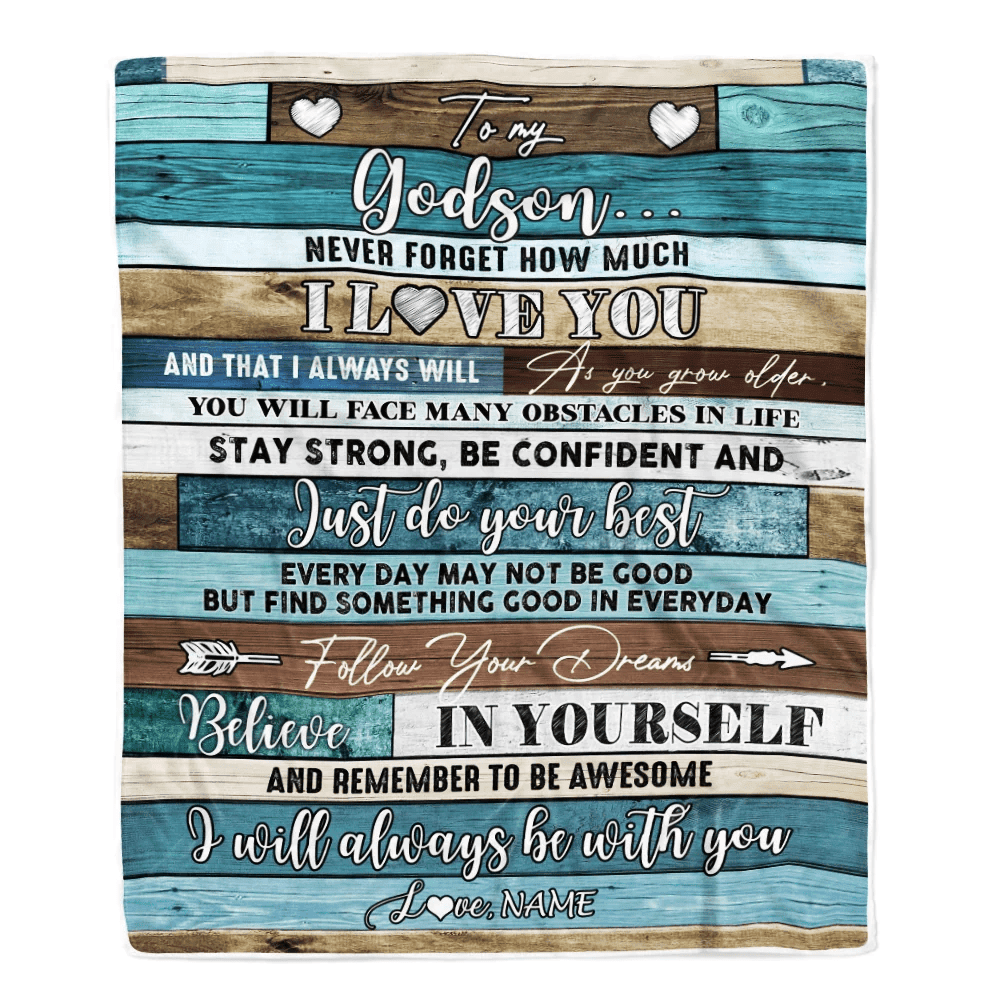 Personalized To My Godson Blanket From Godmother Godfather Wood Never Forget I Love You Godson Birthday Graduation Christmas Customized Fleece Throw Blanket
