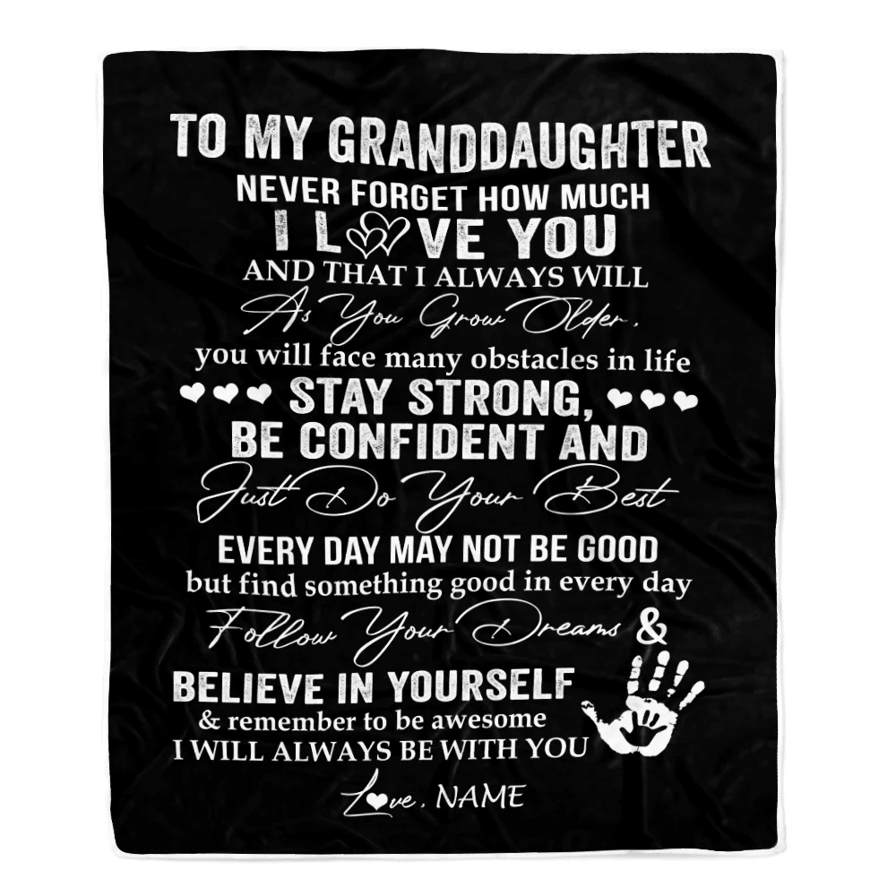 Personalized To My Granddaughter I Love You Forever From Grandma Grandpa Nana Birthday Christmas Thanksgiving Graduation Customized Fleece Blanket