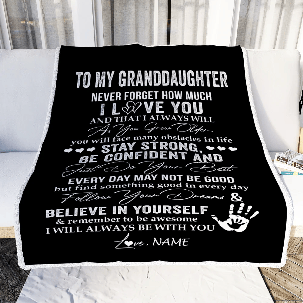 Personalized To My Granddaughter I Love You Forever From Grandma Grandpa Nana Birthday Christmas Thanksgiving Graduation Customized Fleece Blanket