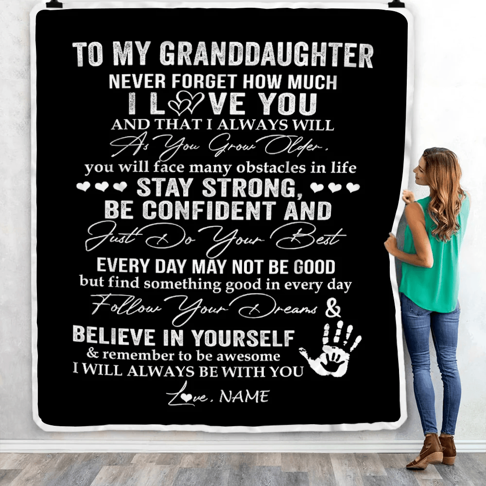 Personalized To My Granddaughter I Love You Forever From Grandma Grandpa Nana Birthday Christmas Thanksgiving Graduation Customized Fleece Blanket