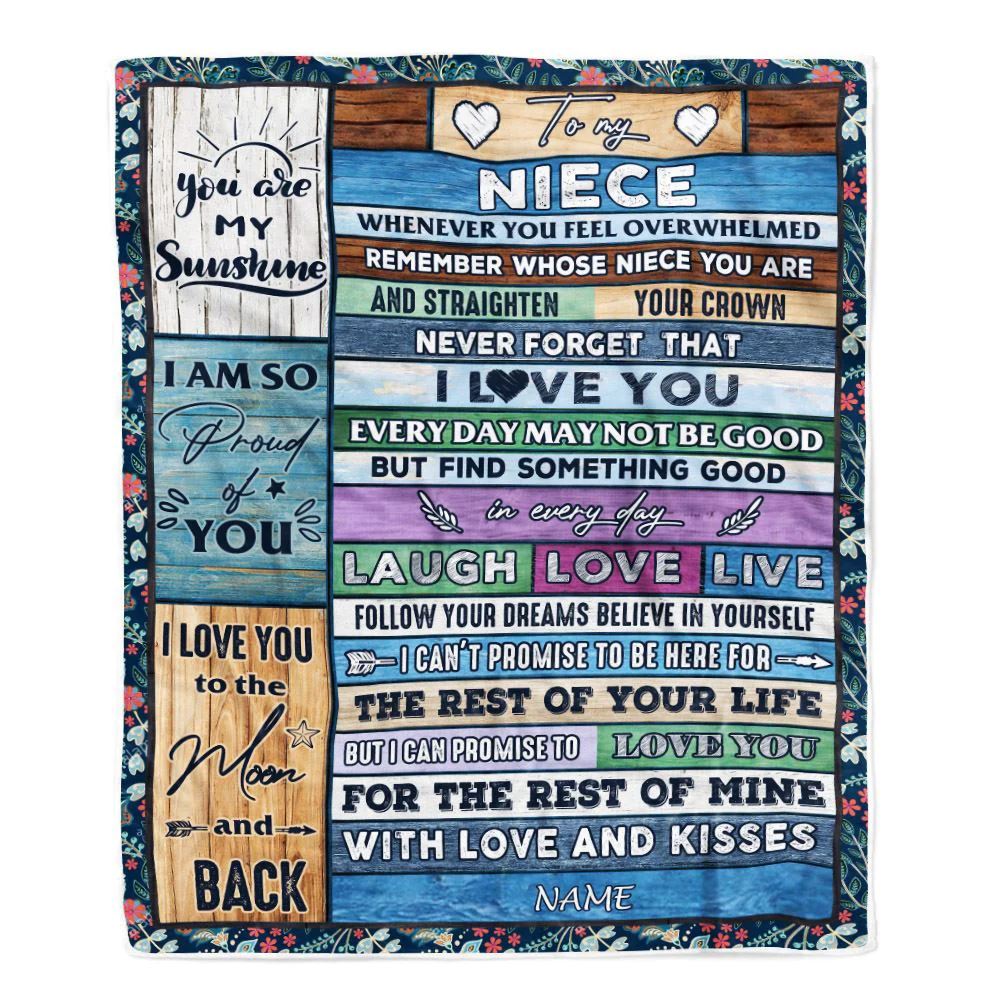 Personalized To My Niece Blanket From Aunt Auntie Uncle Wood Whenever You Feel Overwhelmed Niece Birthday Graduation Christmas Customized Fleece Blanket