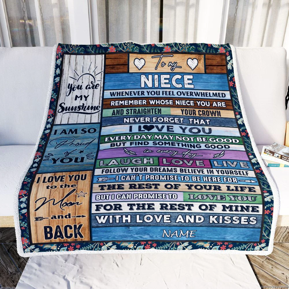 Personalized To My Niece Blanket From Aunt Auntie Uncle Wood Whenever You Feel Overwhelmed Niece Birthday Graduation Christmas Customized Fleece Blanket
