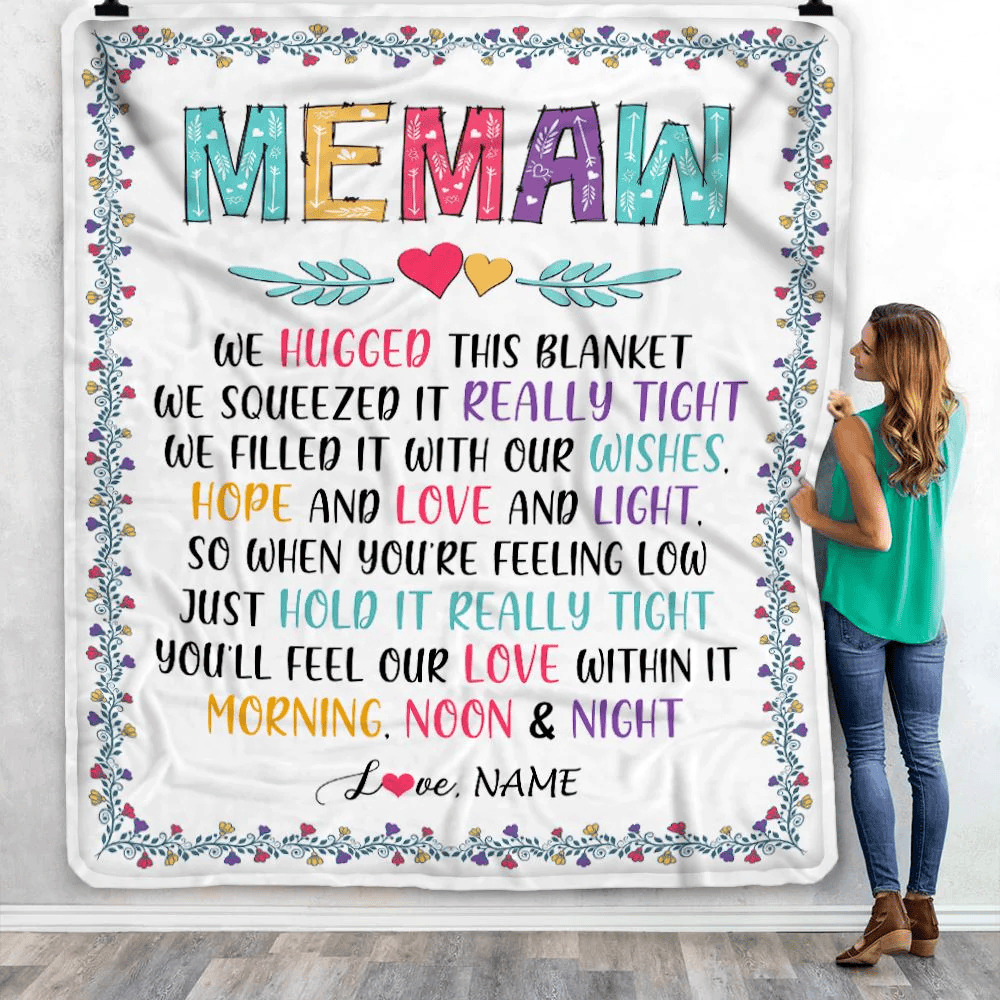 Personalized Memaw Blanket From Grandkids We Hugged This Blanket Memaw Birthday Mothers Day Christmas Customized Fleece Blanket