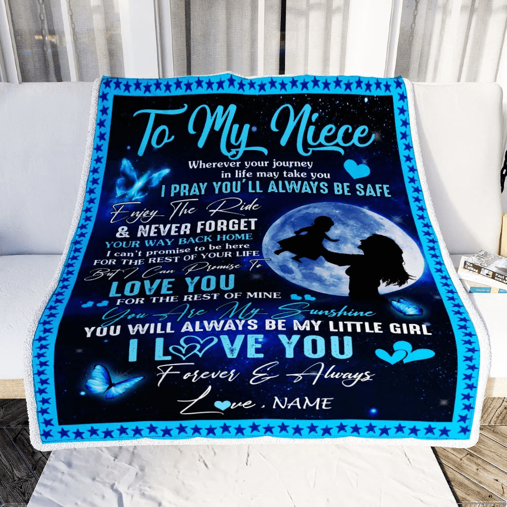 Personalized To My Niece Blanket From Aunt Auntie Wherever Your Journey My Little Girl Niece Birthday Graduation Christmas Customized Fleece Throw Blanket