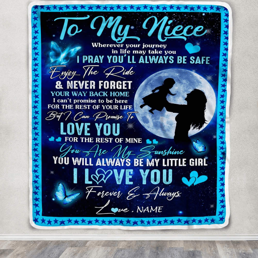 Personalized To My Niece Blanket From Aunt Auntie Wherever Your Journey My Little Girl Niece Birthday Graduation Christmas Customized Fleece Throw Blanket