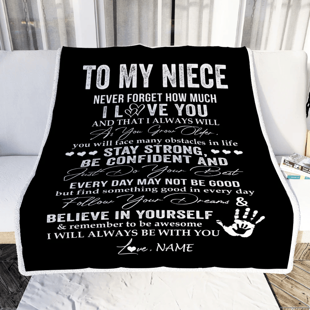 Personalized To My Niece I Love You Forever From Aunt Auntie Uncle Niece Birthday Christmas Thanksgiving Graduation Customized Fleece Blanket