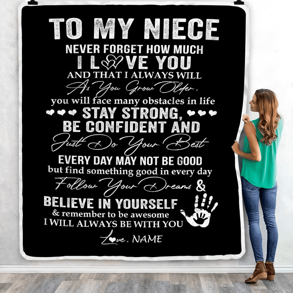 Personalized To My Niece I Love You Forever From Aunt Auntie Uncle Niece Birthday Christmas Thanksgiving Graduation Customized Fleece Blanket