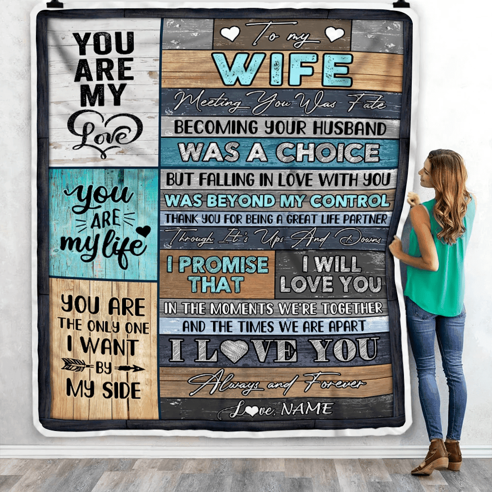 Personalized To My Wife Blanket From Husband You Are My Love Wedding For Wife Birthday For Her Women Christmas Thanksgiving Customized Fleece Blanket