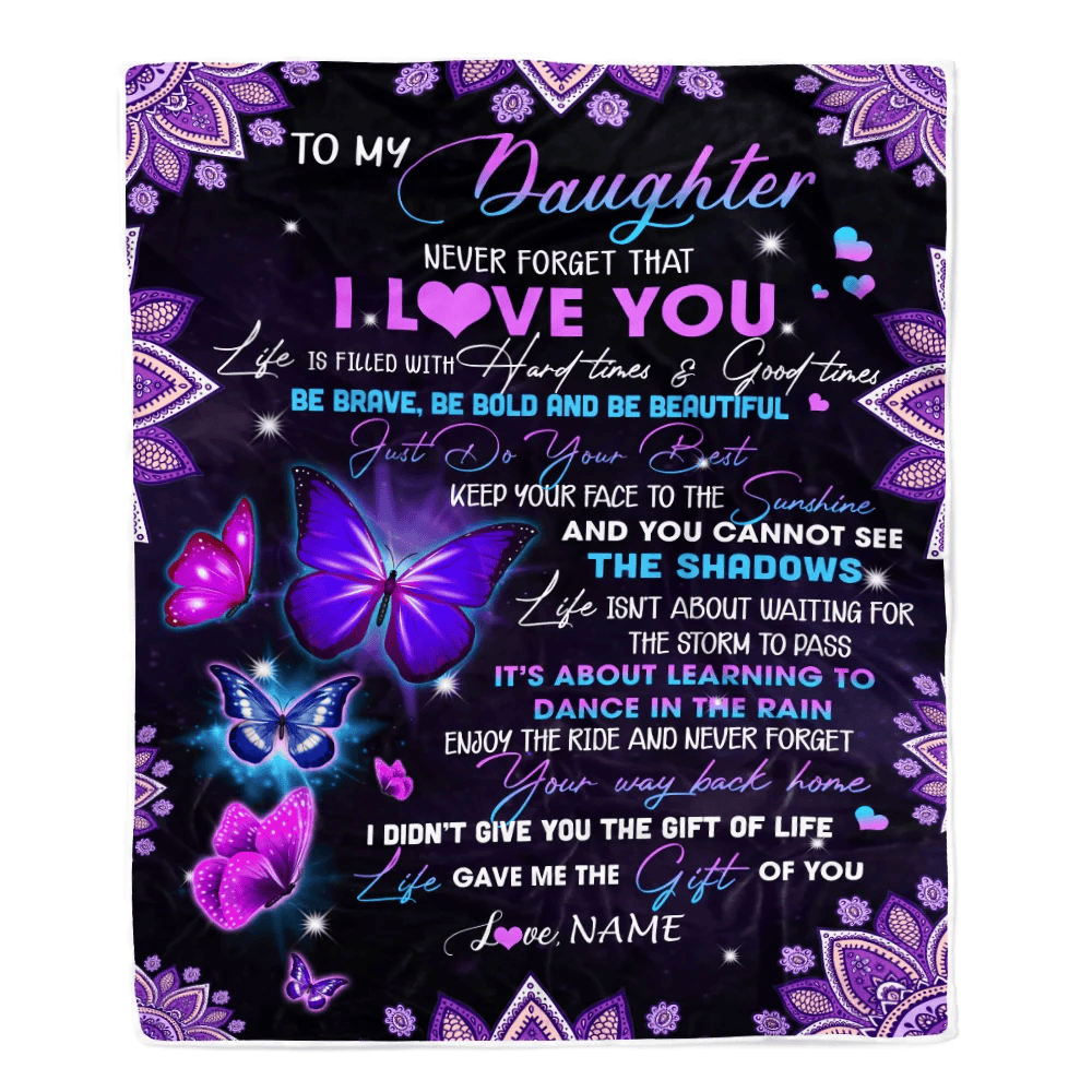 Personalized To My Daughter I Love You From Mom Dad Butterfly Daughter Birthday Christmas Thanksgiving Graduation Customized Fleece Blanket