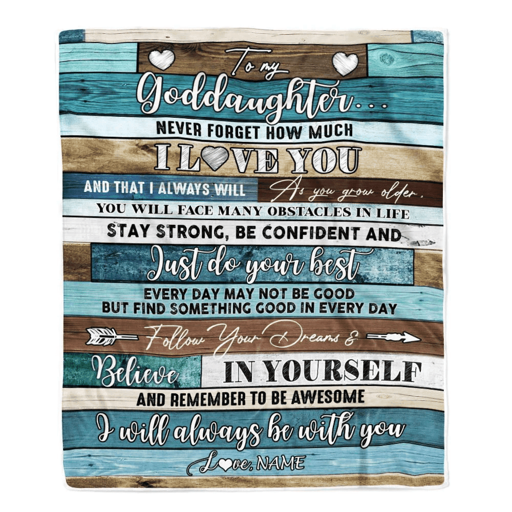 Personalized To My Goddaughter Blanket From Godmother Godfather Wood Never Forget I Love You Goddaughter Birthday Christmas Customized Fleece Throw Blanket
