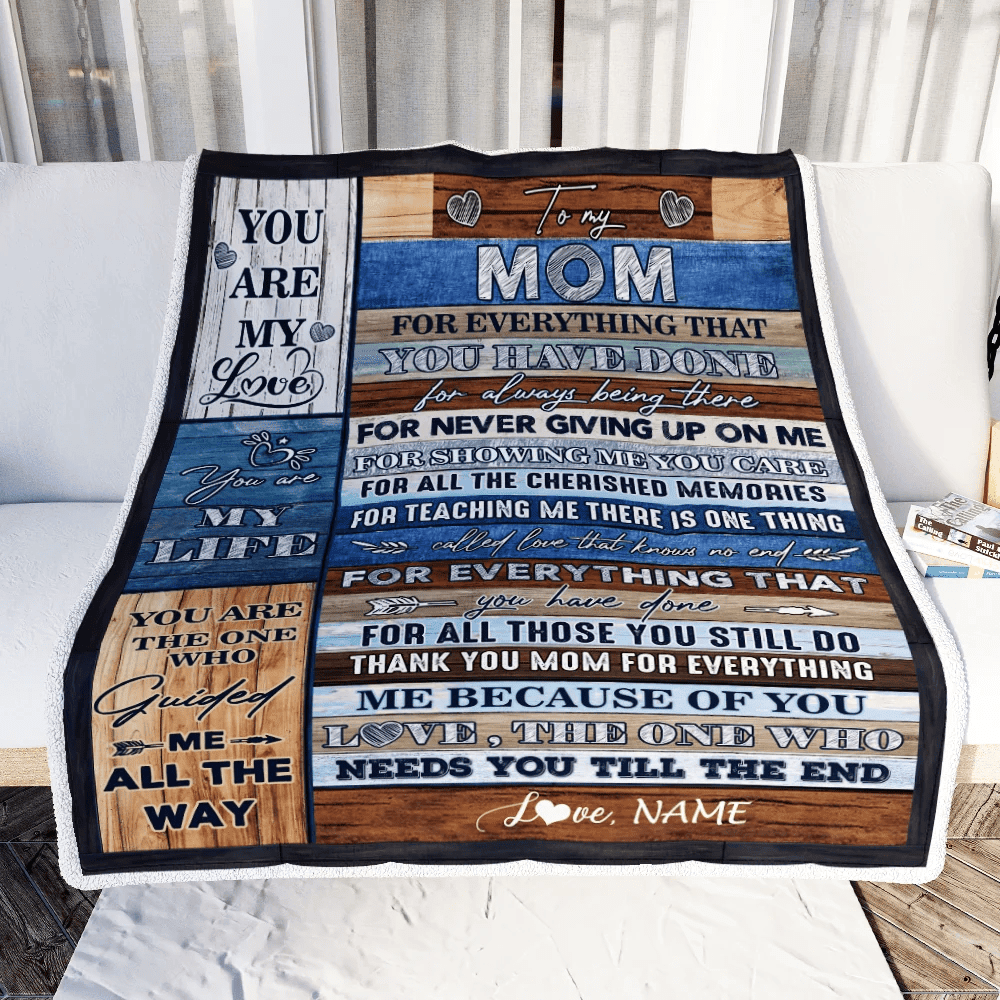 Personalized To My Mom Blanket From Daughter Son Child You Are My Life Travel For Mom Mother's Day Birthday Thanksgiving Christmas Customized Fleece Blanket