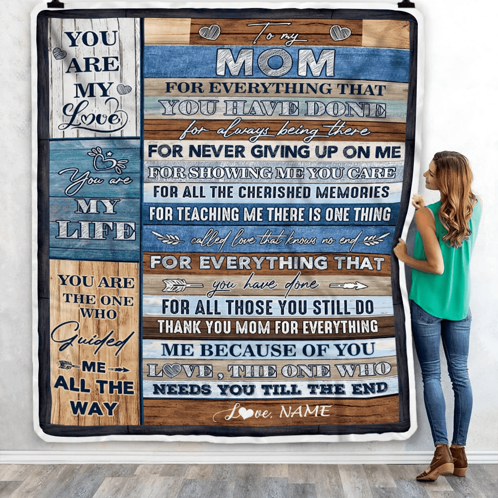 Personalized To My Mom Blanket From Daughter Son Child You Are My Life Travel For Mom Mother's Day Birthday Thanksgiving Christmas Customized Fleece Blanket