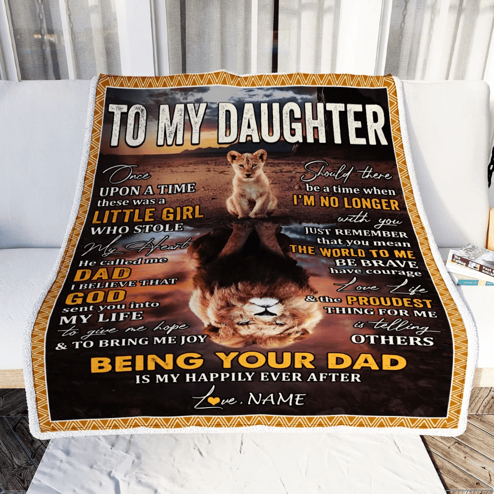 Personalized To My Daughter Blanket From Dad Father Being Your Dad Is My Happily Ever Daughter Birthday Graduation Christmas Customized Fleece Throw Blanket