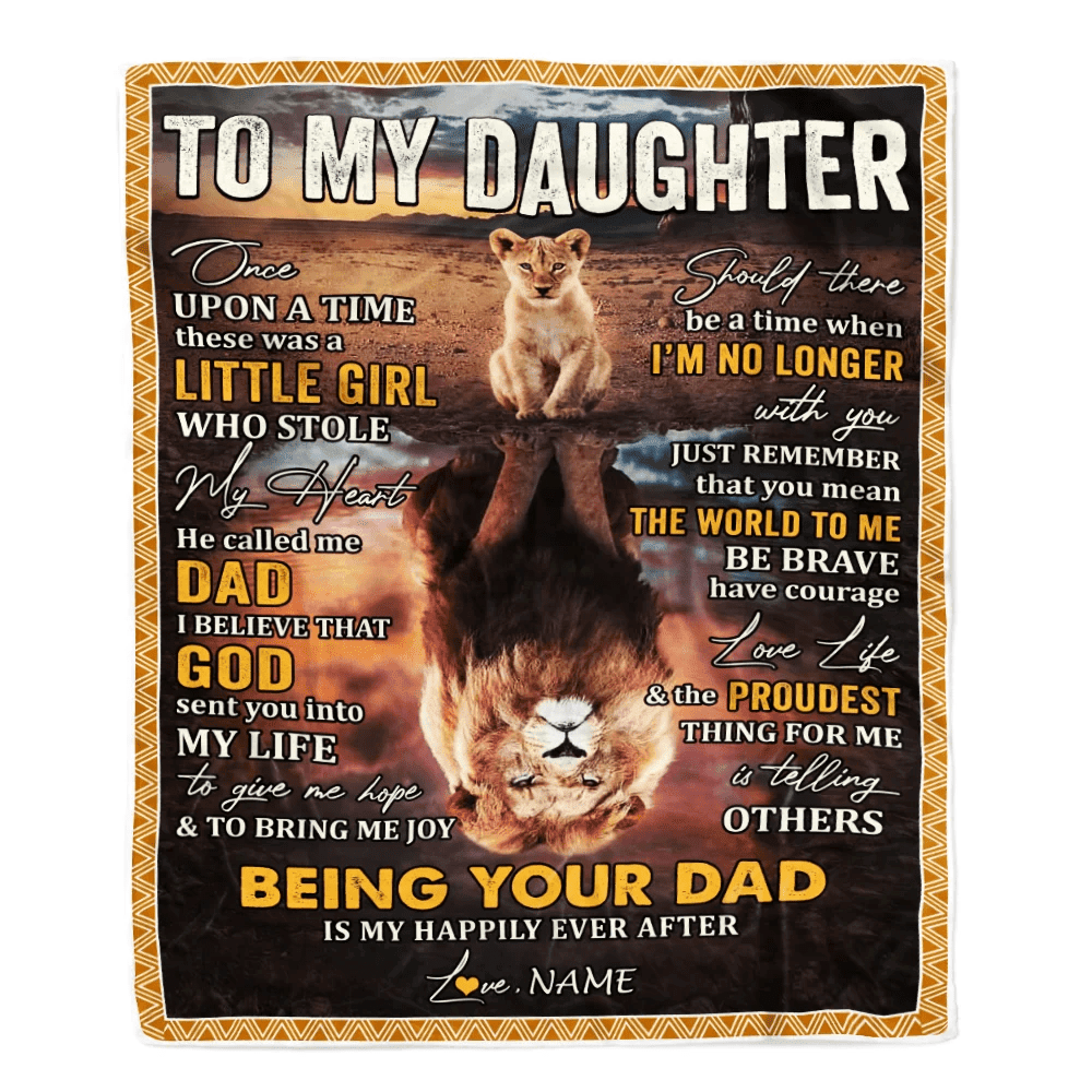 Personalized To My Daughter Blanket From Dad Father Being Your Dad Is My Happily Ever Daughter Birthday Graduation Christmas Customized Fleece Throw Blanket